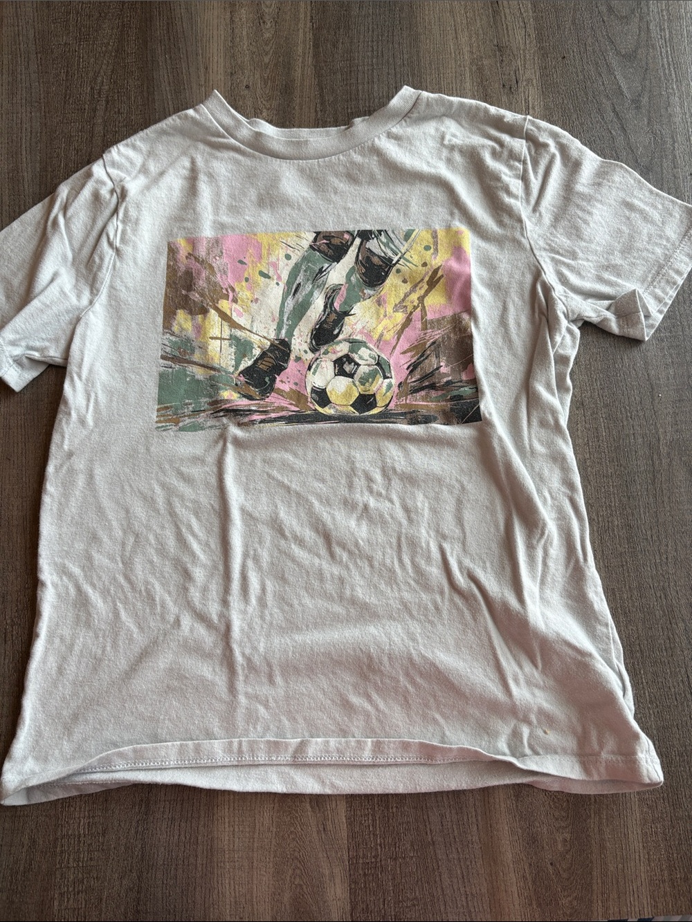 GAP White Tee with Colorful Soccer Graphic